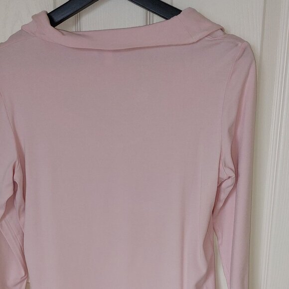 Pink top with 3/4 sleeves and collar draped - Maison 123 - Picture 4 of 5